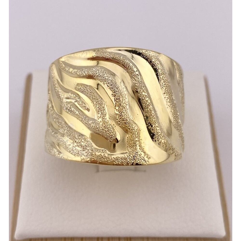 Sterling Silver 925 Itaor Italy Gold Tone Textured Cigar statement Ring Size 9